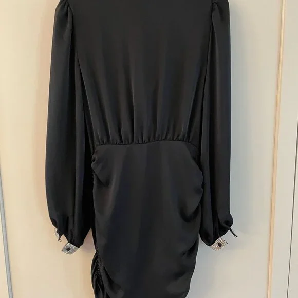 Ramy Brook Foxy Embellished Black Ruched Mini Dress Size NWT 4 - Picture 4 of 4